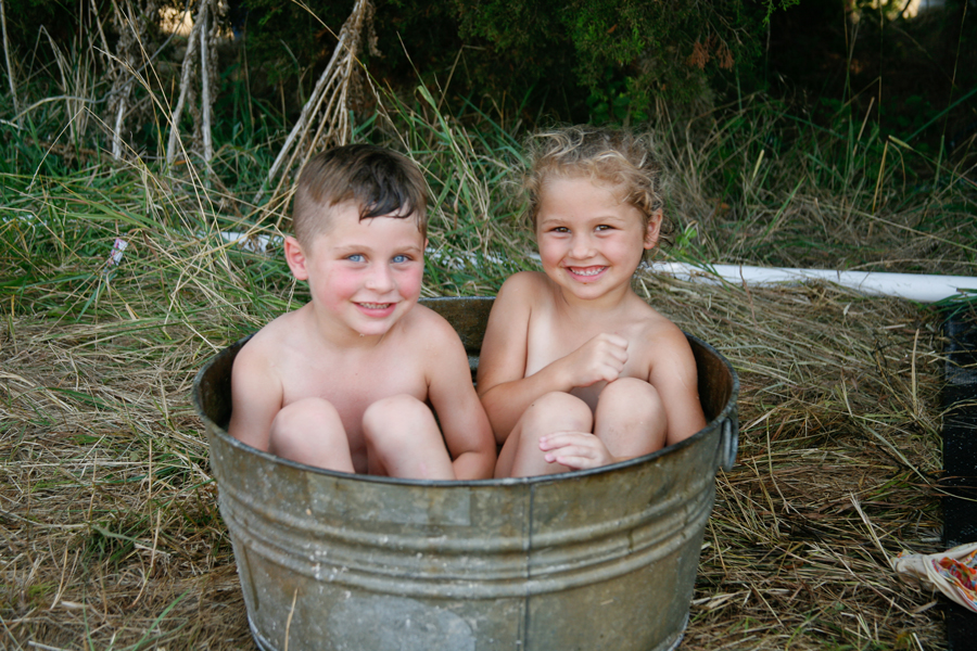 kids in a tub